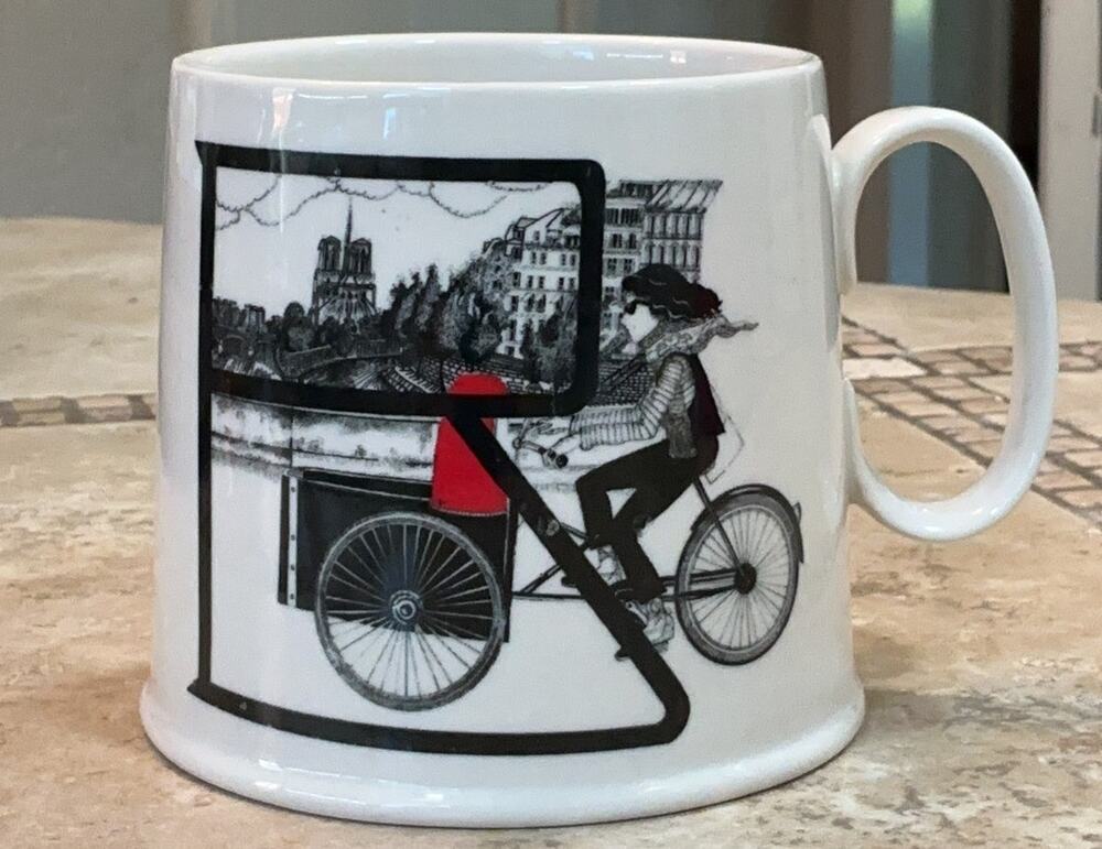 Florence Balducci Anthropologie Paris Bicycle Mug Coffee Cup French Cafe Art